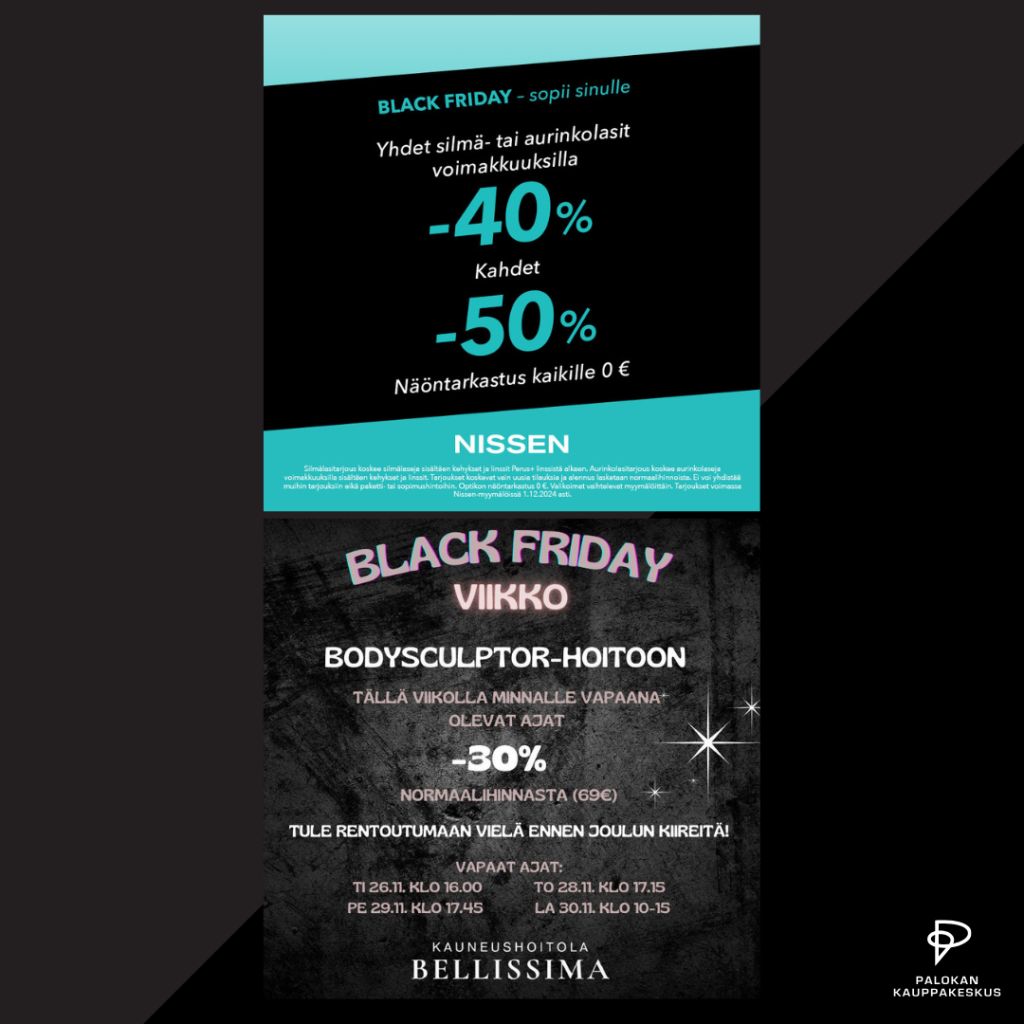 Black Friday -tarjoukset Palokan kauppakeskuksessa